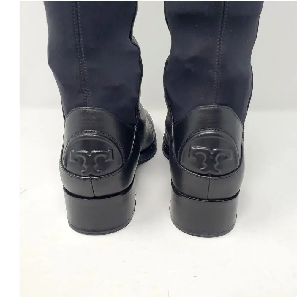 Tory Burch Caitlin Riding Stretch Tall Boot Leather Suede Black 33139 Size 6.5